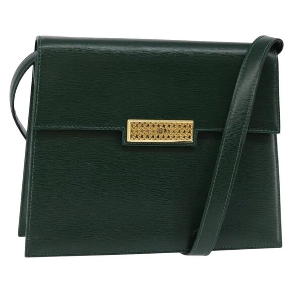 Dior Handbags - Christian Dior Shoulder Bag Leather Green Gold Auth BA6365